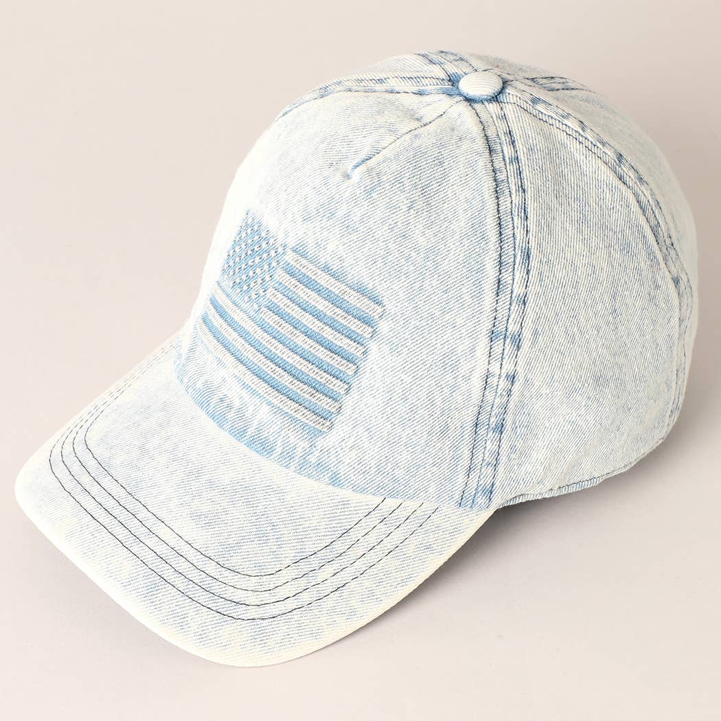 American Flag Denim Baseball Cap