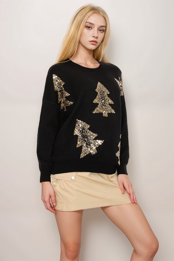 HOLIDAY TREE SEQUIN SWEATER