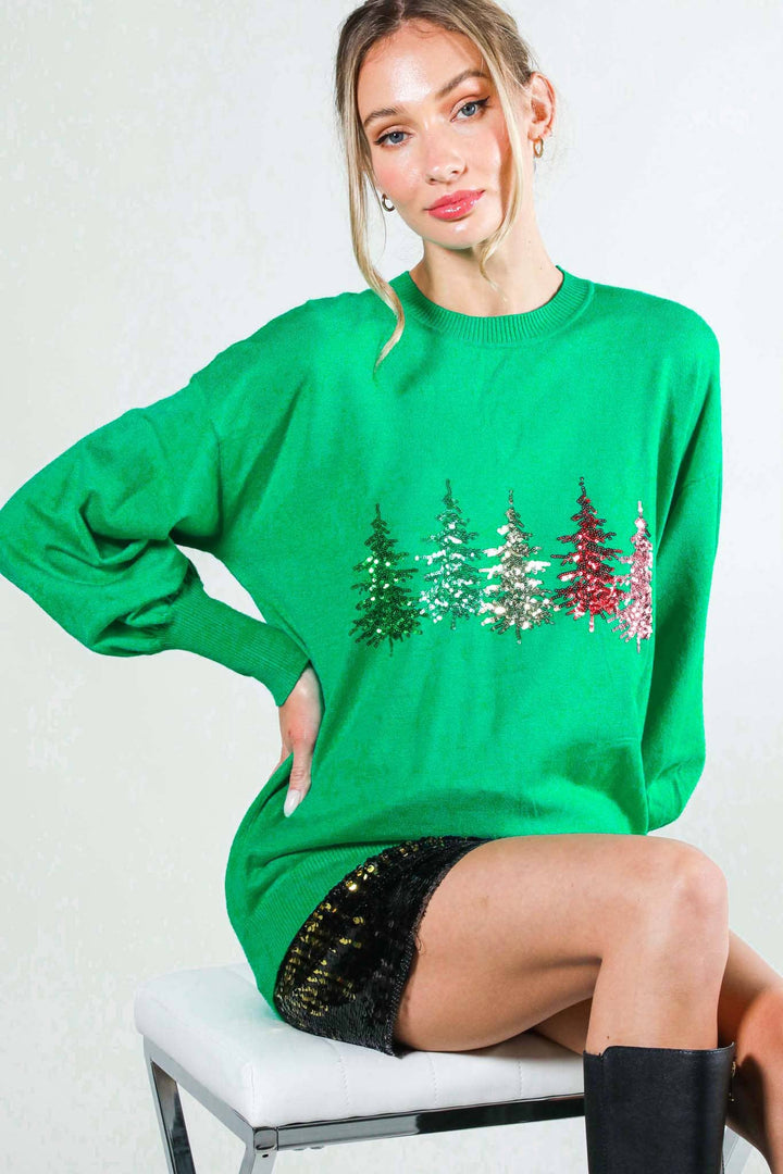 Christmas Tree Sequin Sweater