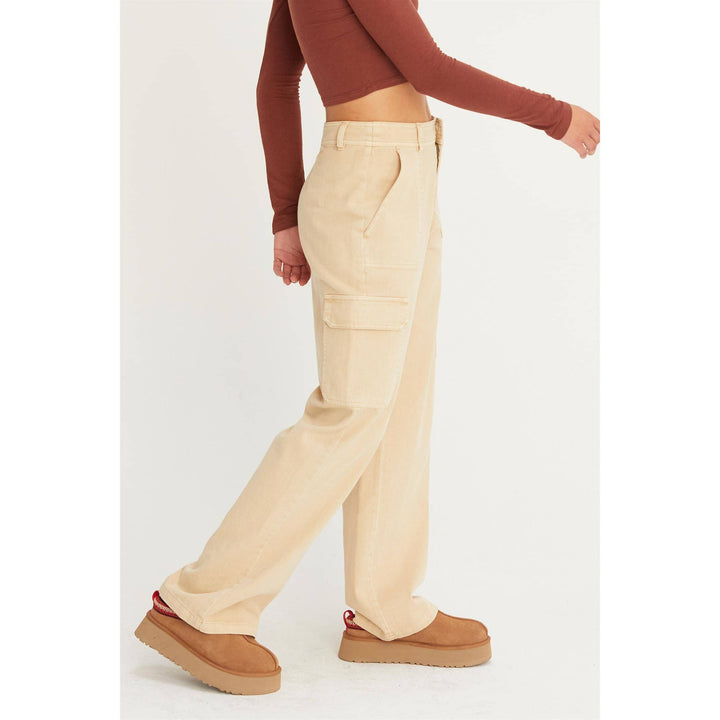 HIGH WAIST WIDE LEG CARGO PANTS