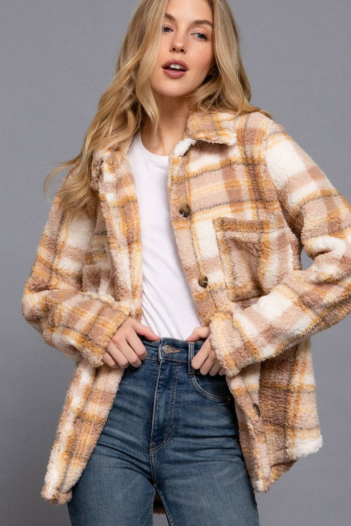 Button Down Oversize Printed Fur Jacket