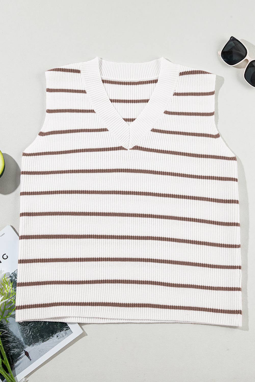 Striped Pattern V Neck Sweater Vest