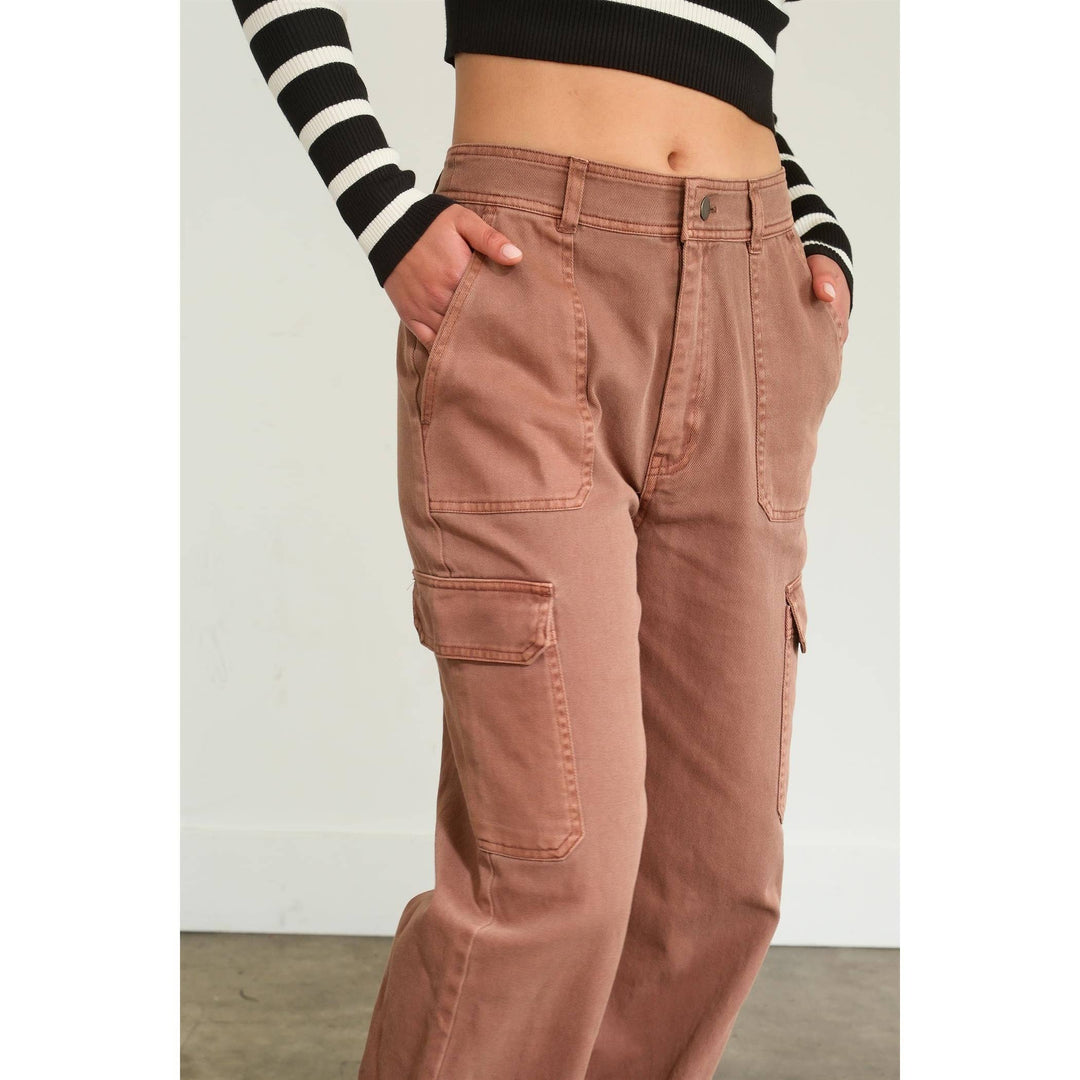 HIGH WAIST WIDE LEG CARGO PANTS