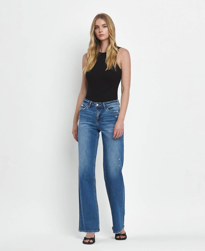 MID RISE FULL LENGTH WIDE LEG JEANS T6613