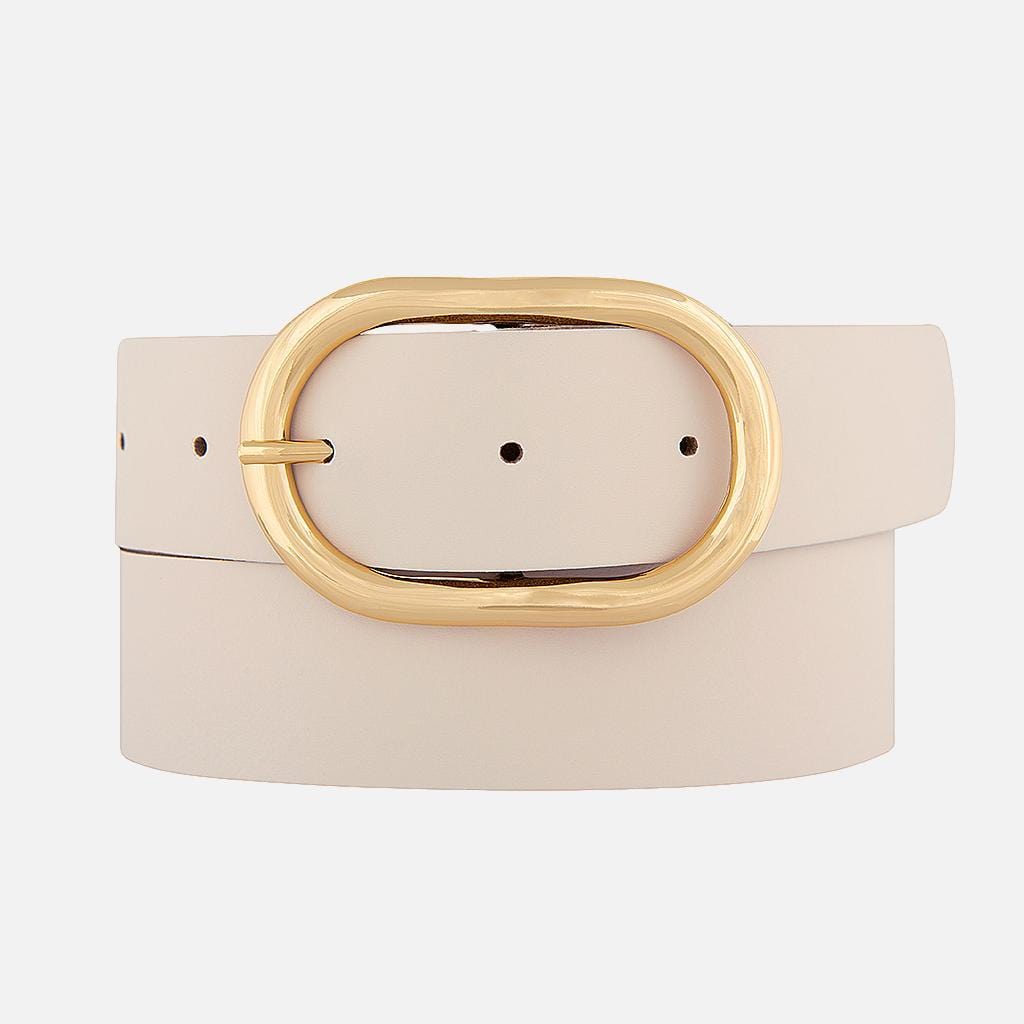 Daphne | Gold Oval Buckle Leather Belt