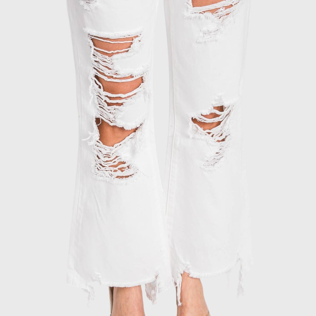 PETRA WHITE HIGH RISE CROPPED  JEANS