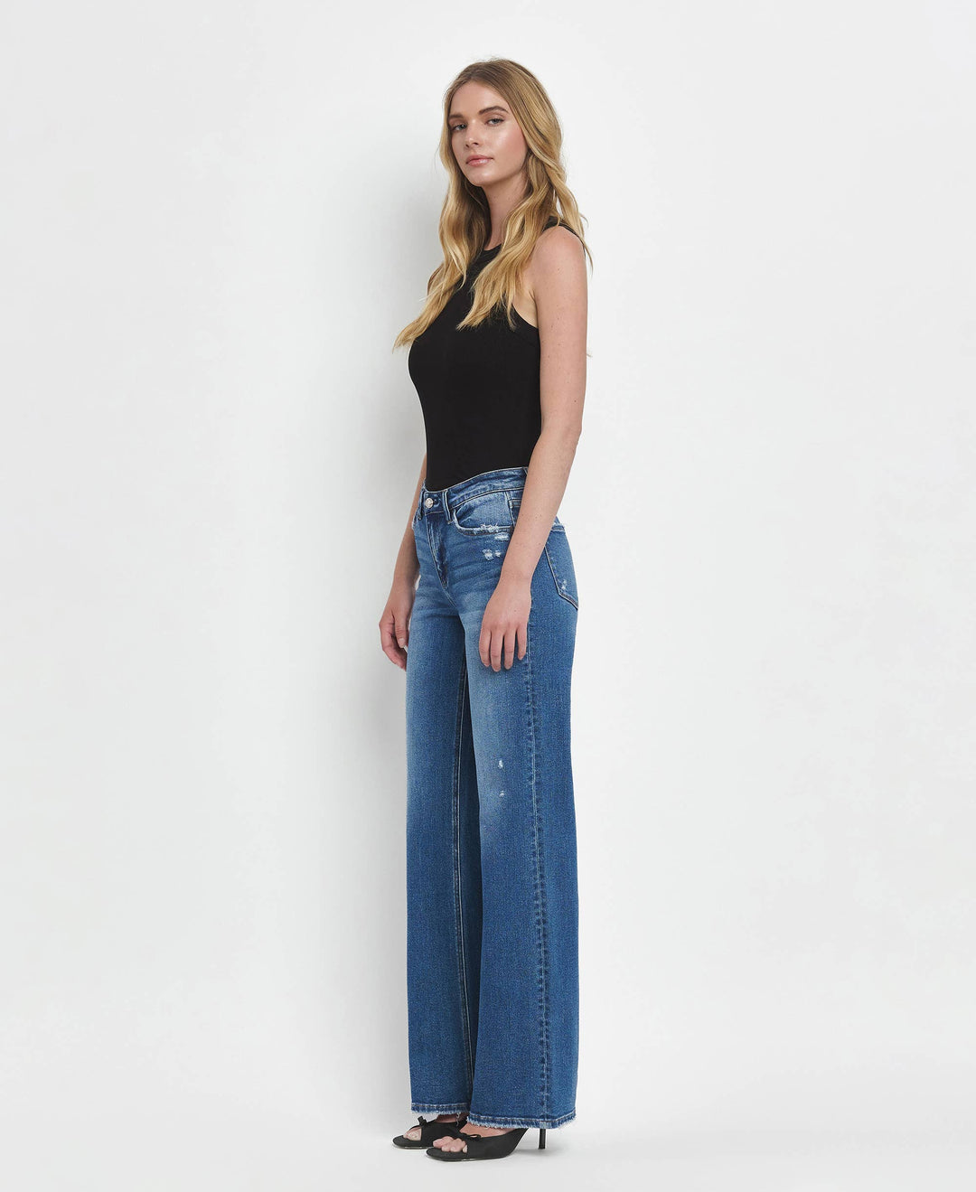 MID RISE FULL LENGTH WIDE LEG JEANS T6613