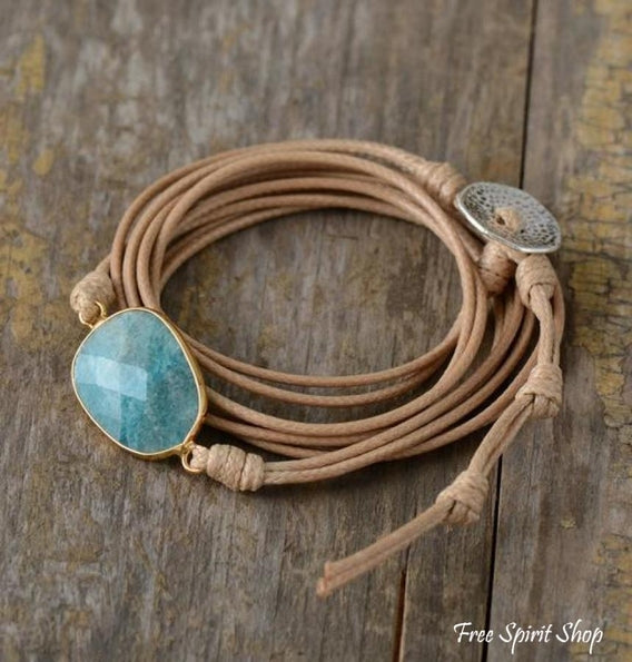 Natural Amazonite Rope Wrap Bracelet