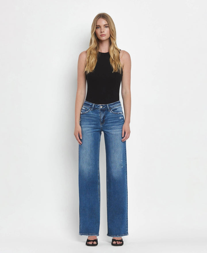 MID RISE FULL LENGTH WIDE LEG JEANS T6613