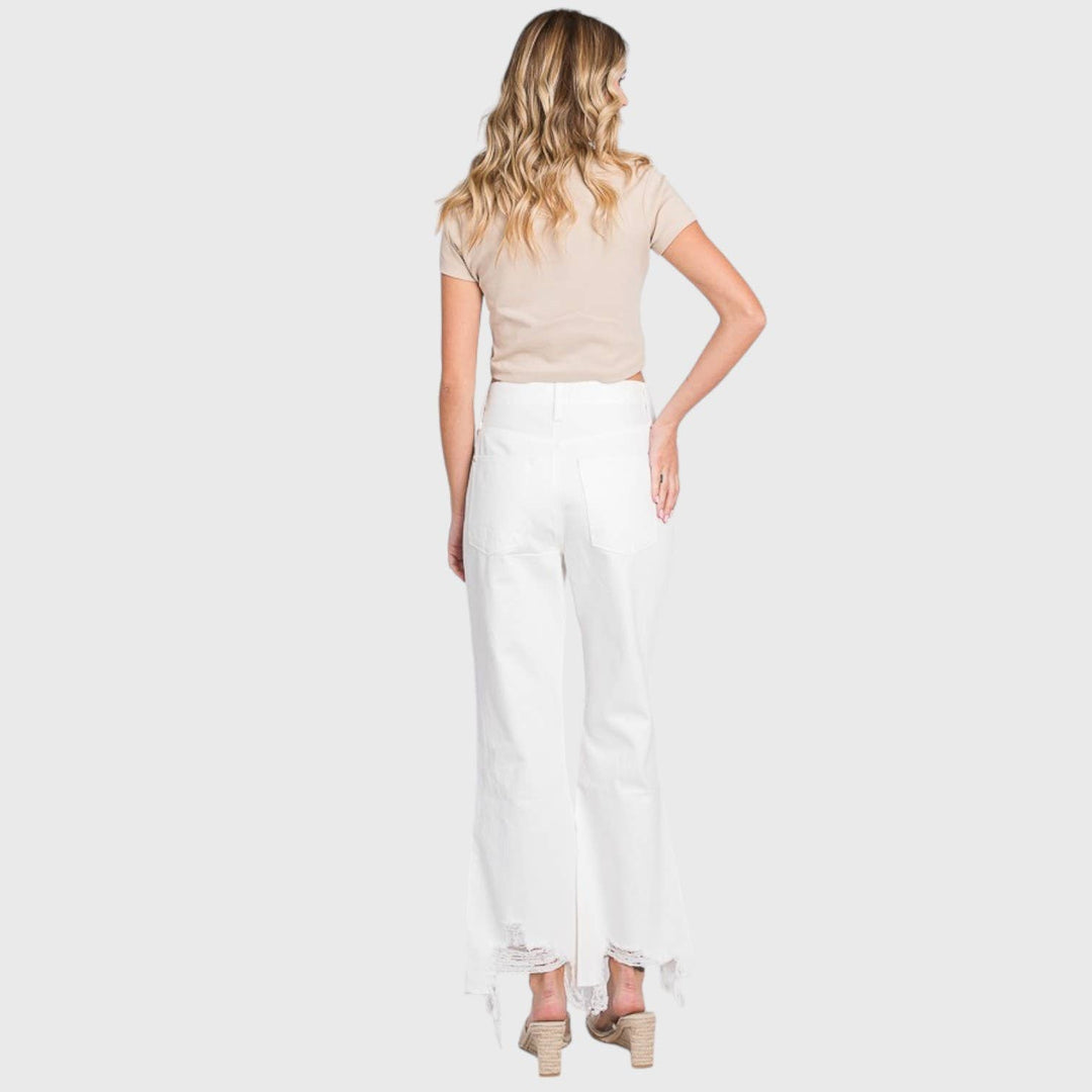 PETRA WHITE HIGH RISE CROPPED  JEANS