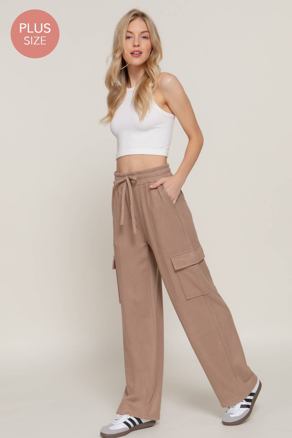 CURVY Side Pocket Knit Corduroy Pant