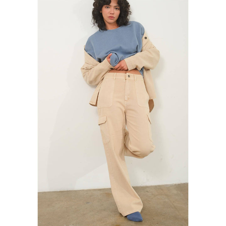 HIGH WAIST WIDE LEG CARGO PANTS