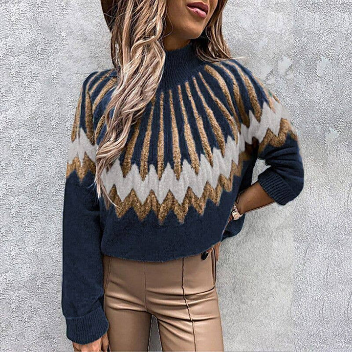 Stretchable Knit Turtleneck Pullover Sweater