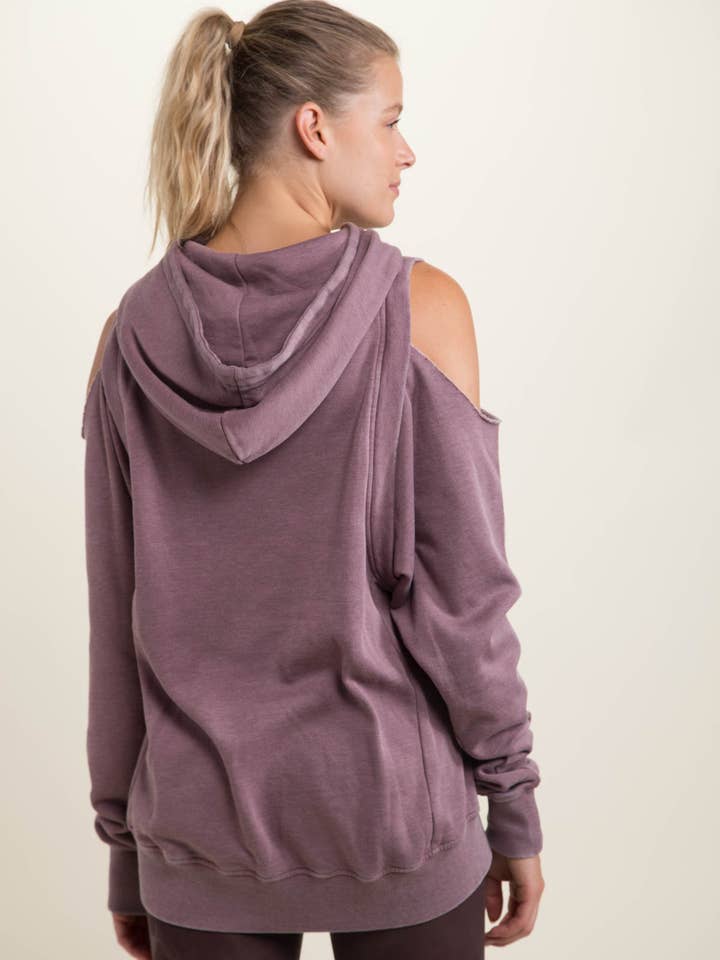 MONO B OPEN SHOULDER HOODIE