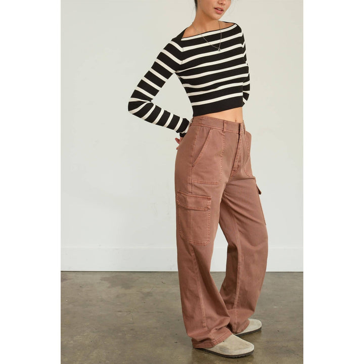 HIGH WAIST WIDE LEG CARGO PANTS