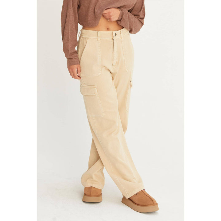 HIGH WAIST WIDE LEG CARGO PANTS