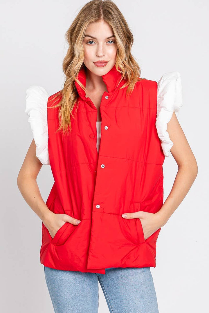 PUFF SNAP BUTTON HIGH NECK VEST