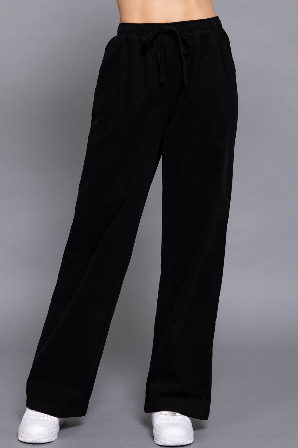 Elastic Waist Corduroy Long Pants