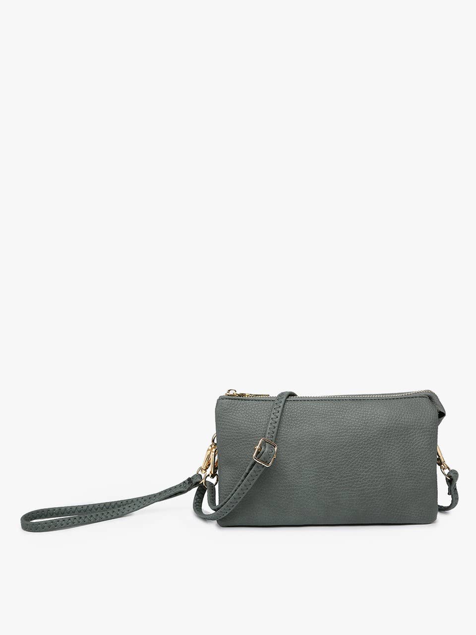 Metallic 3 Compartment Crossbody/Wristlet