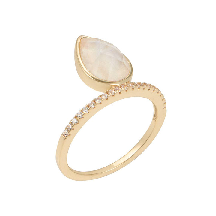 Moonstone Floating Pear Ring 14k vermeil