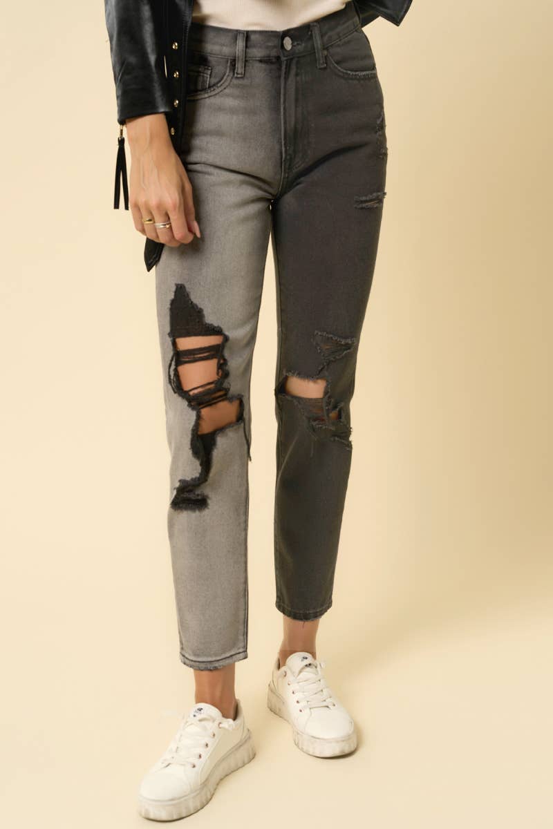 High Rise Ripped Girlfriend Jeans