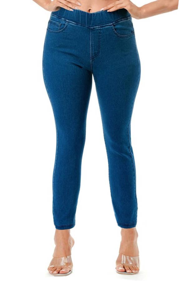 Curvy denim jeggings w/pocket