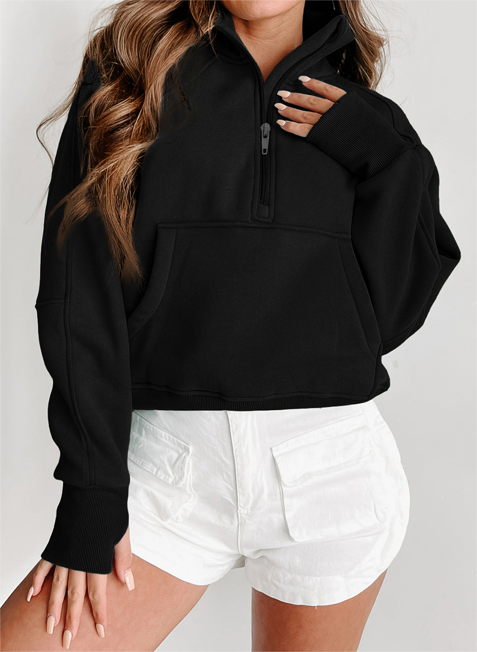 Half Zip  Thumbhole Sweatshirt