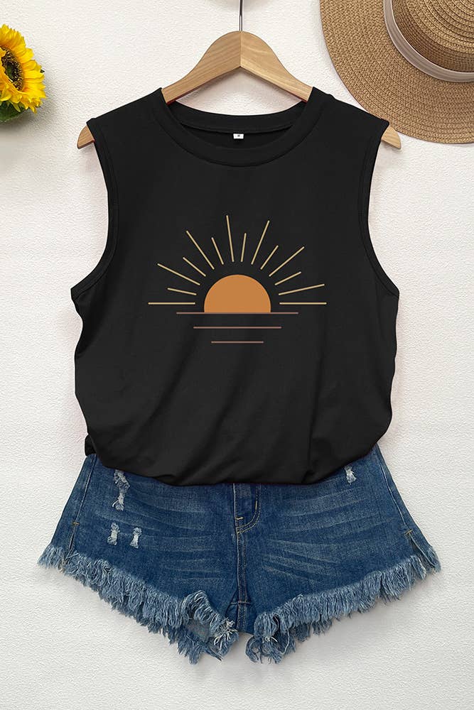 Sunshine Print Graphic Tank Top