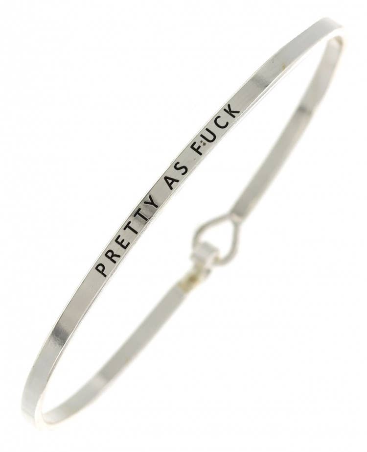 PRETTY AS FUCK_3mm Message Brass Bangle