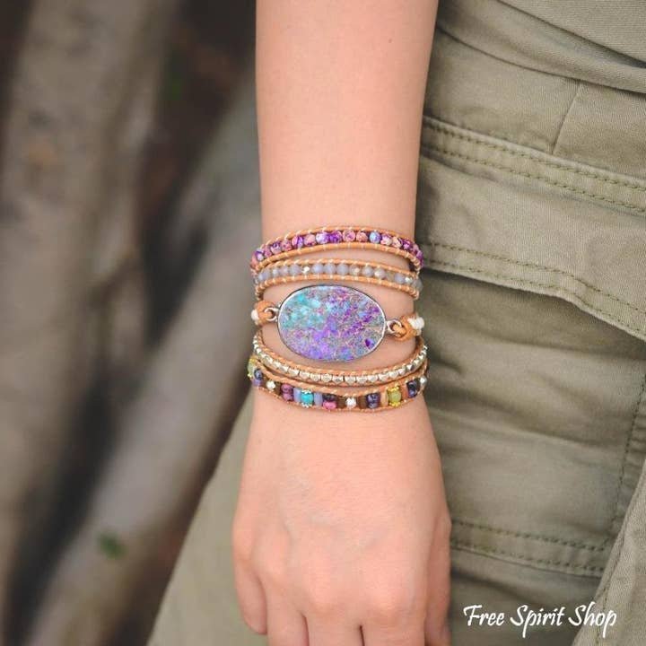 Purple & Turquoise Jasper Wrap Bracelet