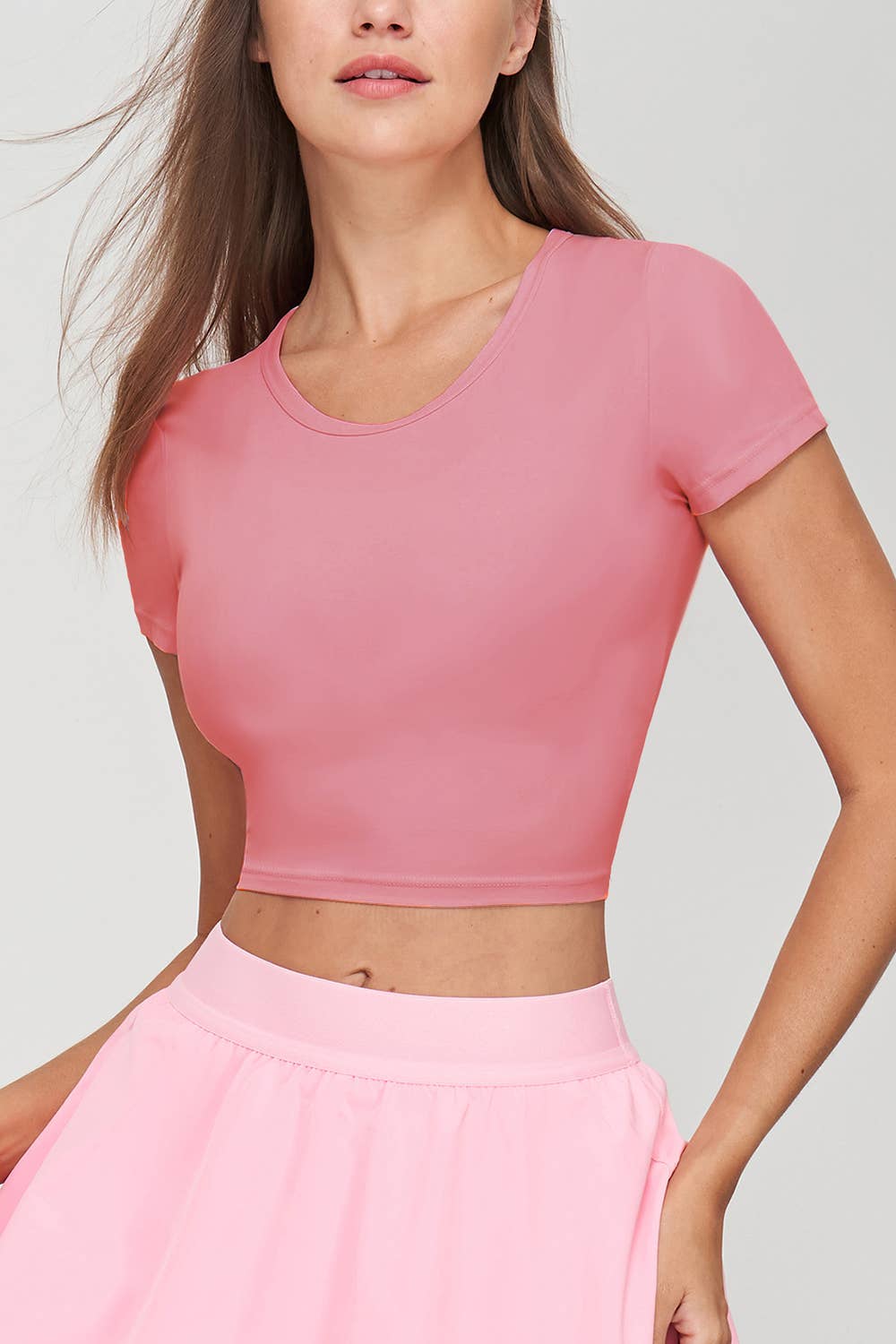 Seamless short sleeve  round neck crop