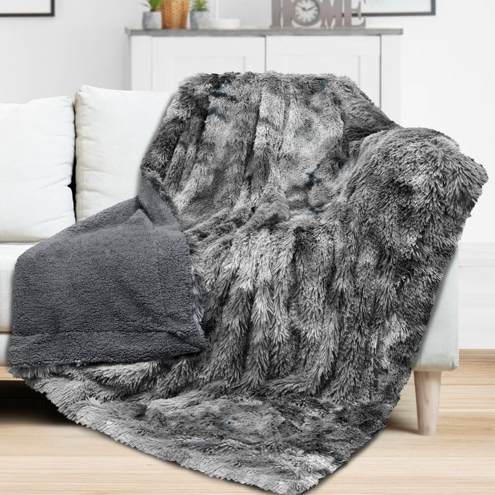 Faux Fur Sherpa Throw Blanket