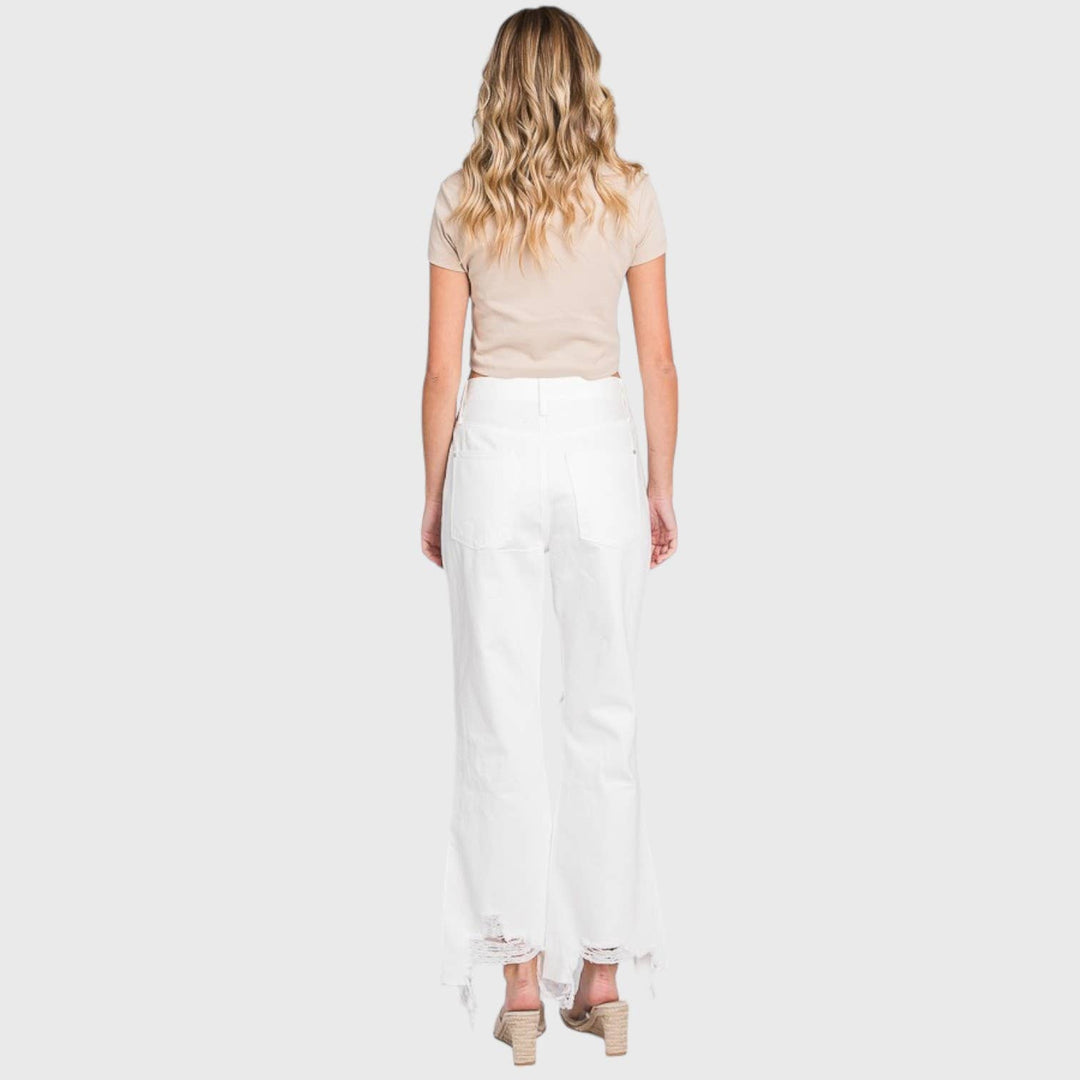 PETRA WHITE HIGH RISE CROPPED  JEANS