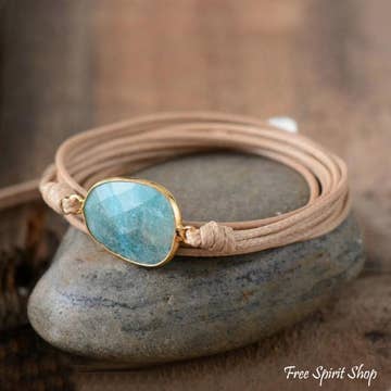 Natural Amazonite Rope Wrap Bracelet