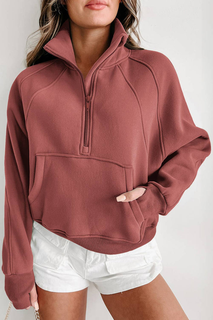 Half Zip  Thumbhole Sweatshirt