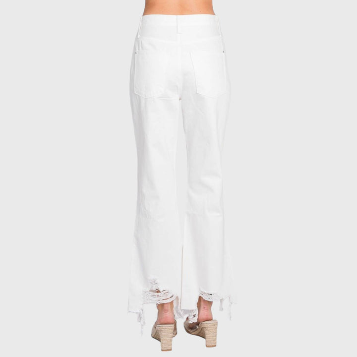 PETRA WHITE HIGH RISE CROPPED  JEANS