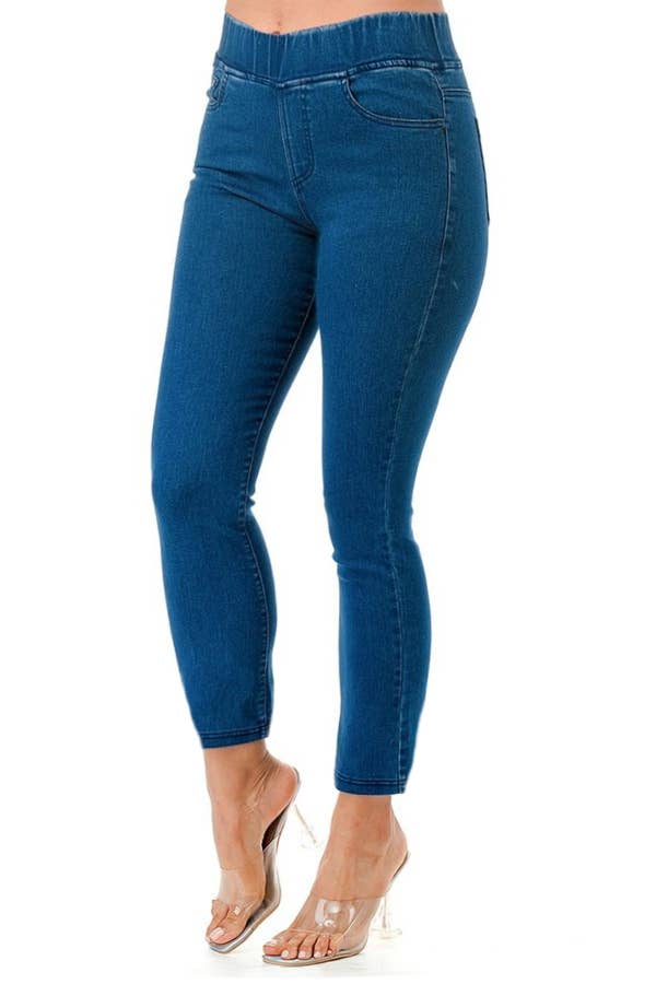 Curvy denim jeggings w/pocket