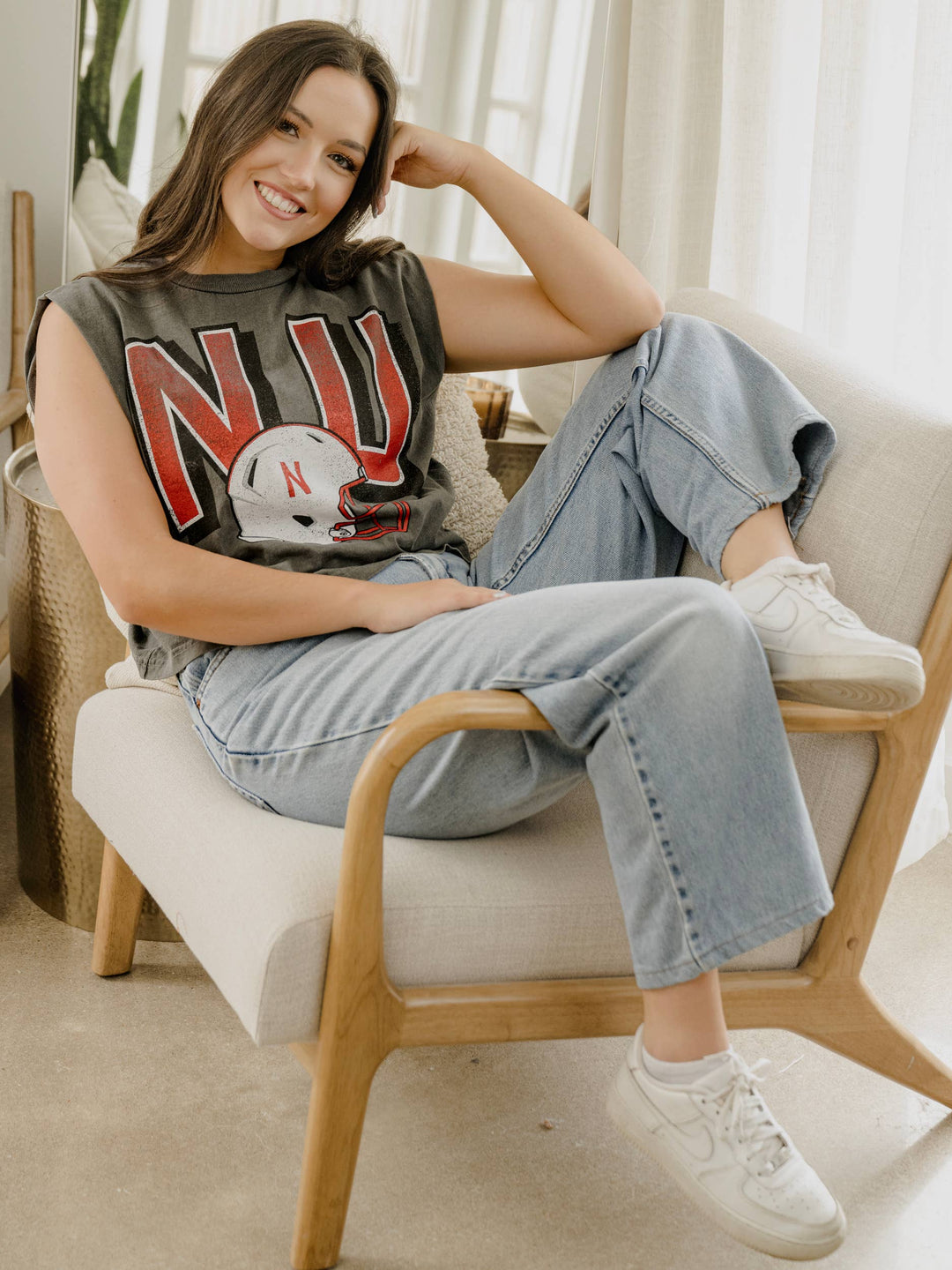 Nebraska Huskers Helmet Crop Tank