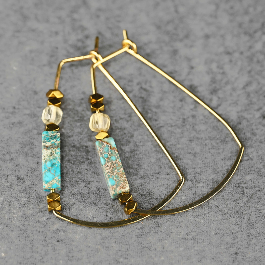 Trapezoid Wire Earring w/ semi pr stones