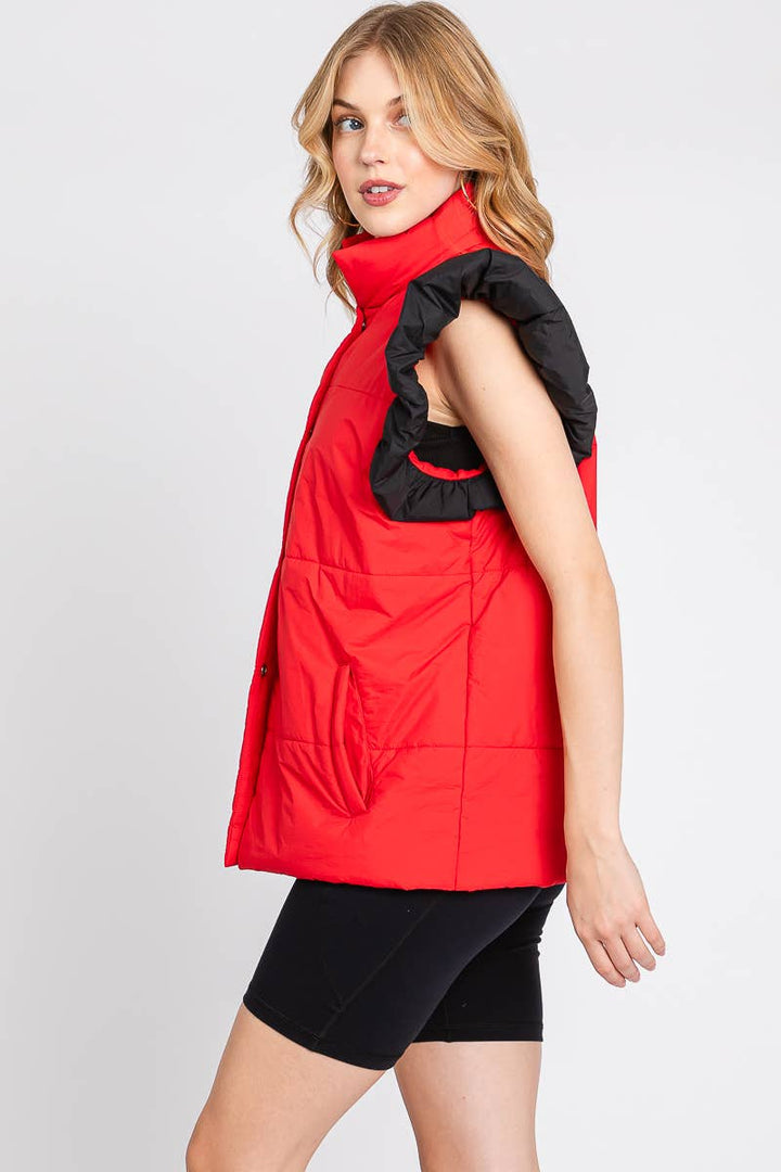 PUFF SNAP BUTTON HIGH NECK VEST