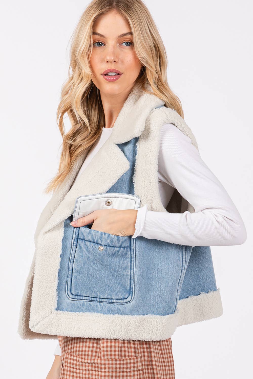 STONE WASHED SHERPA VEST