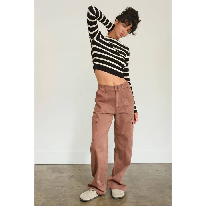 HIGH WAIST WIDE LEG CARGO PANTS