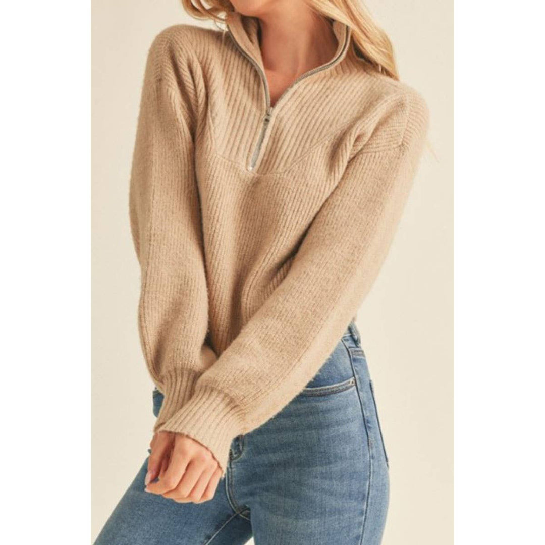 Mock Neck Half Zip Sweater