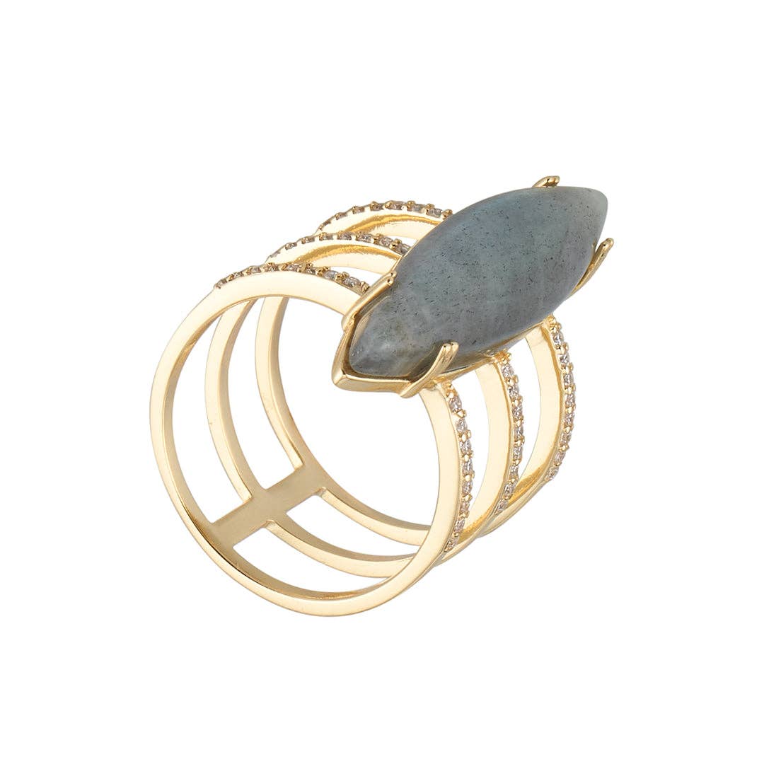 Labradorite Marquis Ring 14k gold vermeil