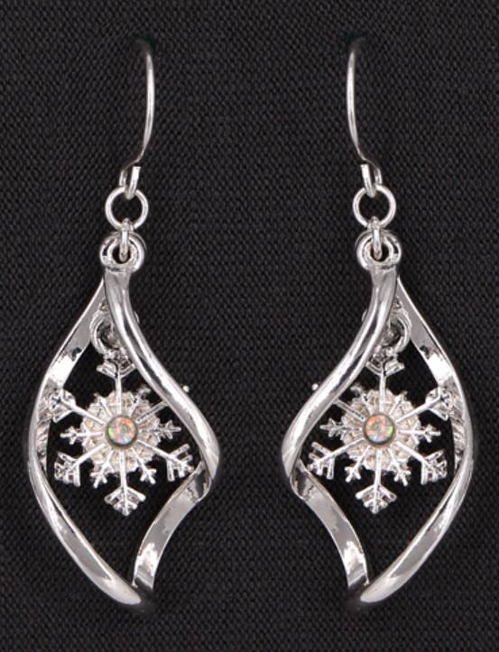 Wave Snowflake Crystal AB Dangle Earrings