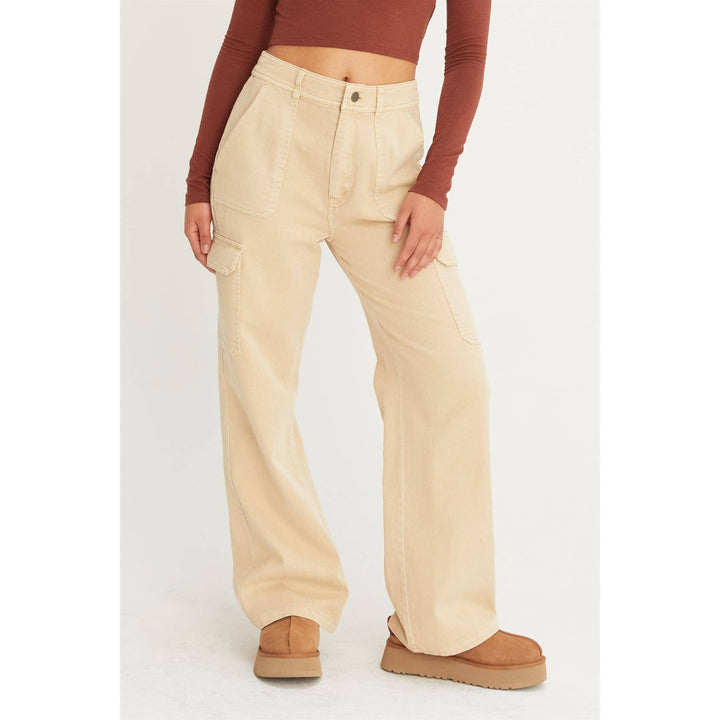 HIGH WAIST WIDE LEG CARGO PANTS