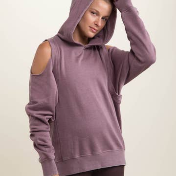 MONO B OPEN SHOULDER HOODIE