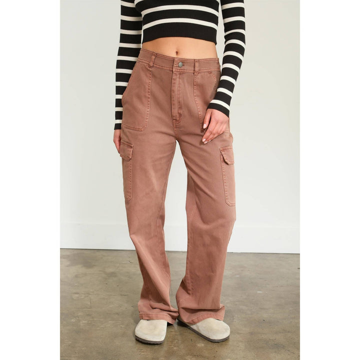 HIGH WAIST WIDE LEG CARGO PANTS