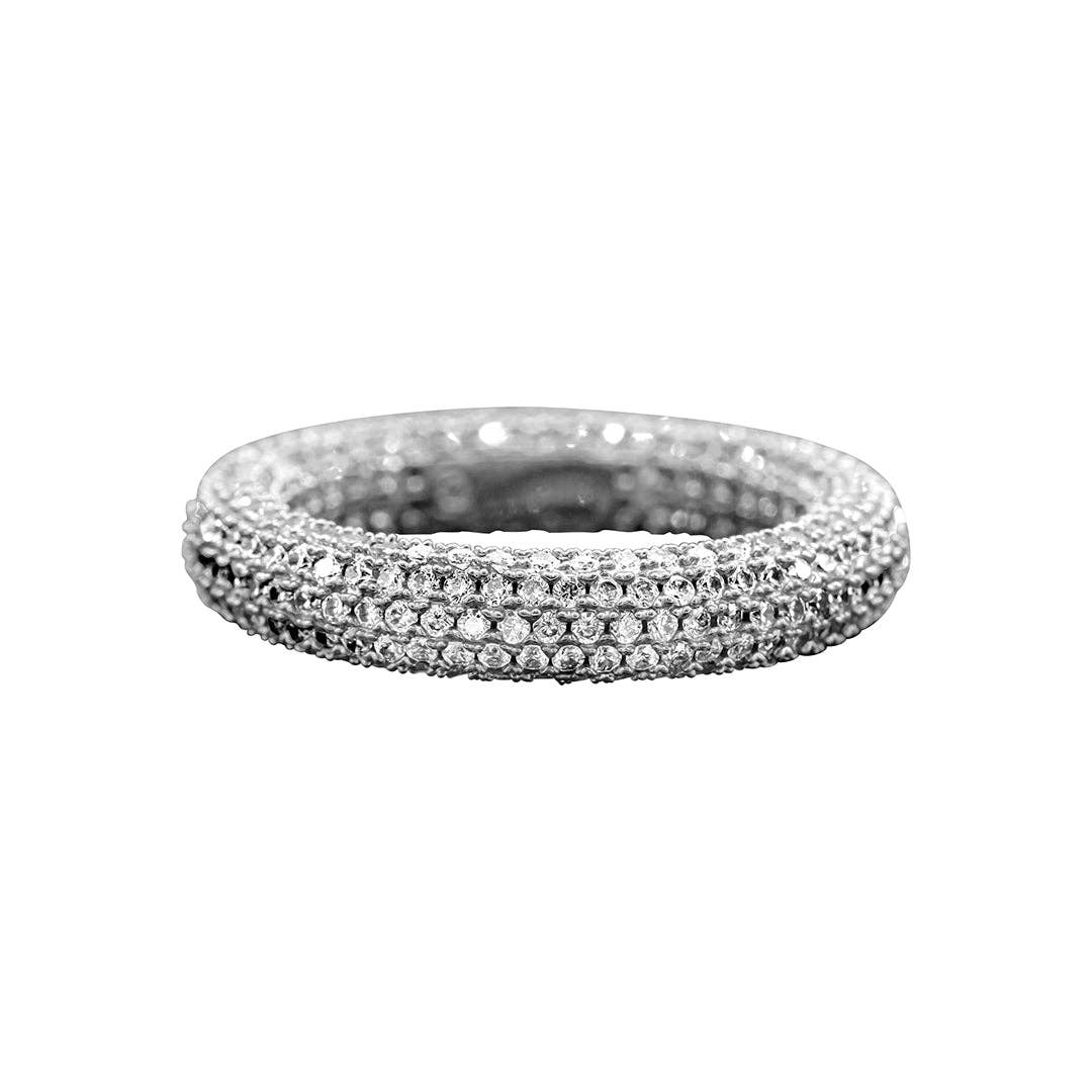 Crystal Eternity Band Ring in silver