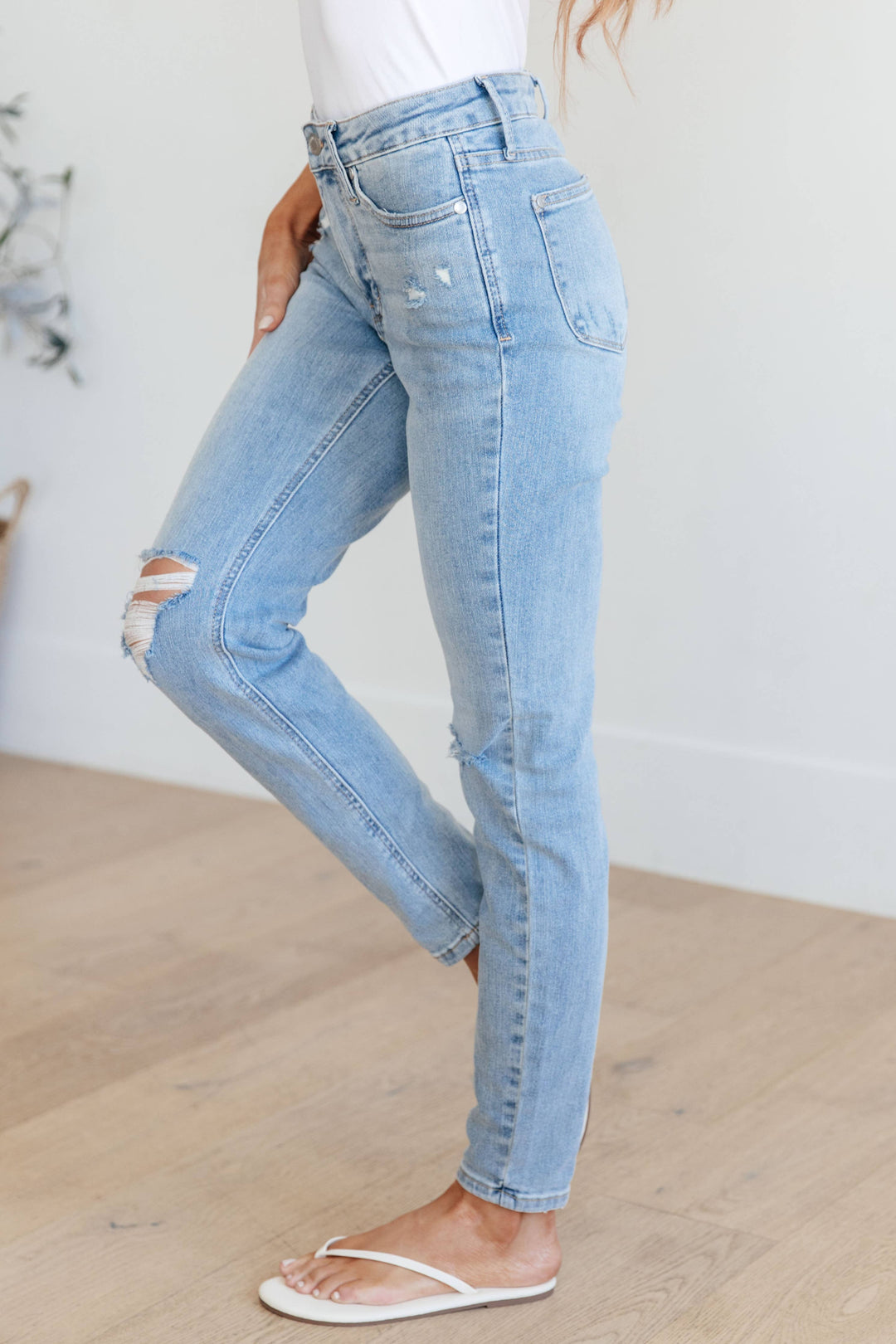 Judy Blue Mid Rise Contr Top Skinny Jeans